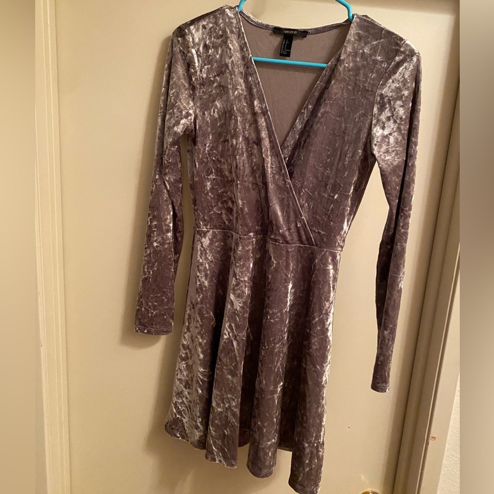 SILVER VELVET DRESS & Burgundy Velvet Bodysuit